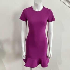 Likely Magenta Short-Sleeve Ruffle-Hem Mini Dress